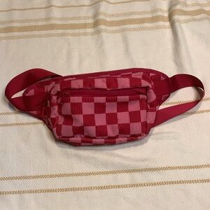 Checkered Red and Pink Belt Bag